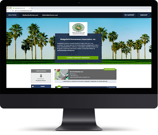 iMac with MyResidentCenter website